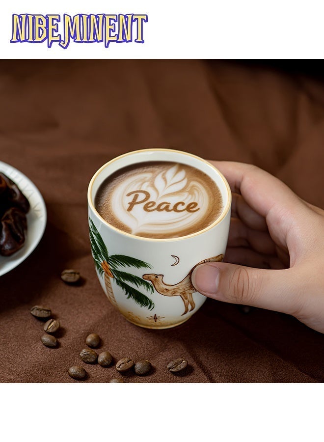 NIBEMINENT 1pc 230ml Desert Camel & Palm Tree Ceramic Coffee Mug- Reusable, Ideal for Family Gatherings & Special Occasions, Desert-Themed Gift, Desert Coffee Mug | Desert Theme Decor | Durable Ceramic Mug, Coffee Mug, Gift for Saudi National Day - Image 3